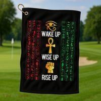 Scary Egyptian Black Egypt Hyerogliphs Ankh Eye Of Horus Golf Towel thumb 1