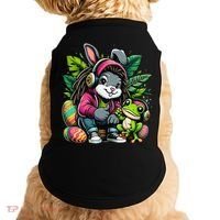 Stoned Easter Bunny With Joint 420 Marijuana Easter 420 Doggie Tank thumb 0