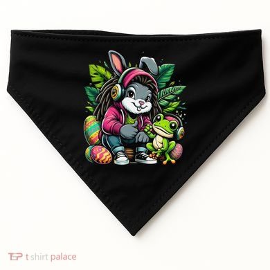 Stoned Easter Bunny With Joint 420 Marijuana Easter 420 USA-Made Doggie Bandana