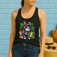 Stoned Easter Bunny With Joint 420 Marijuana Easter 420 Women's Tank Top thumb 2