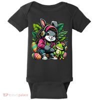 Stoned Easter Bunny With Joint 420 Marijuana Easter 420 Baby Bodysuit thumb 0