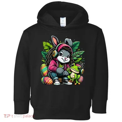 Stoned Easter Bunny With Joint 420 Marijuana Easter 420 Toddler Hoodie