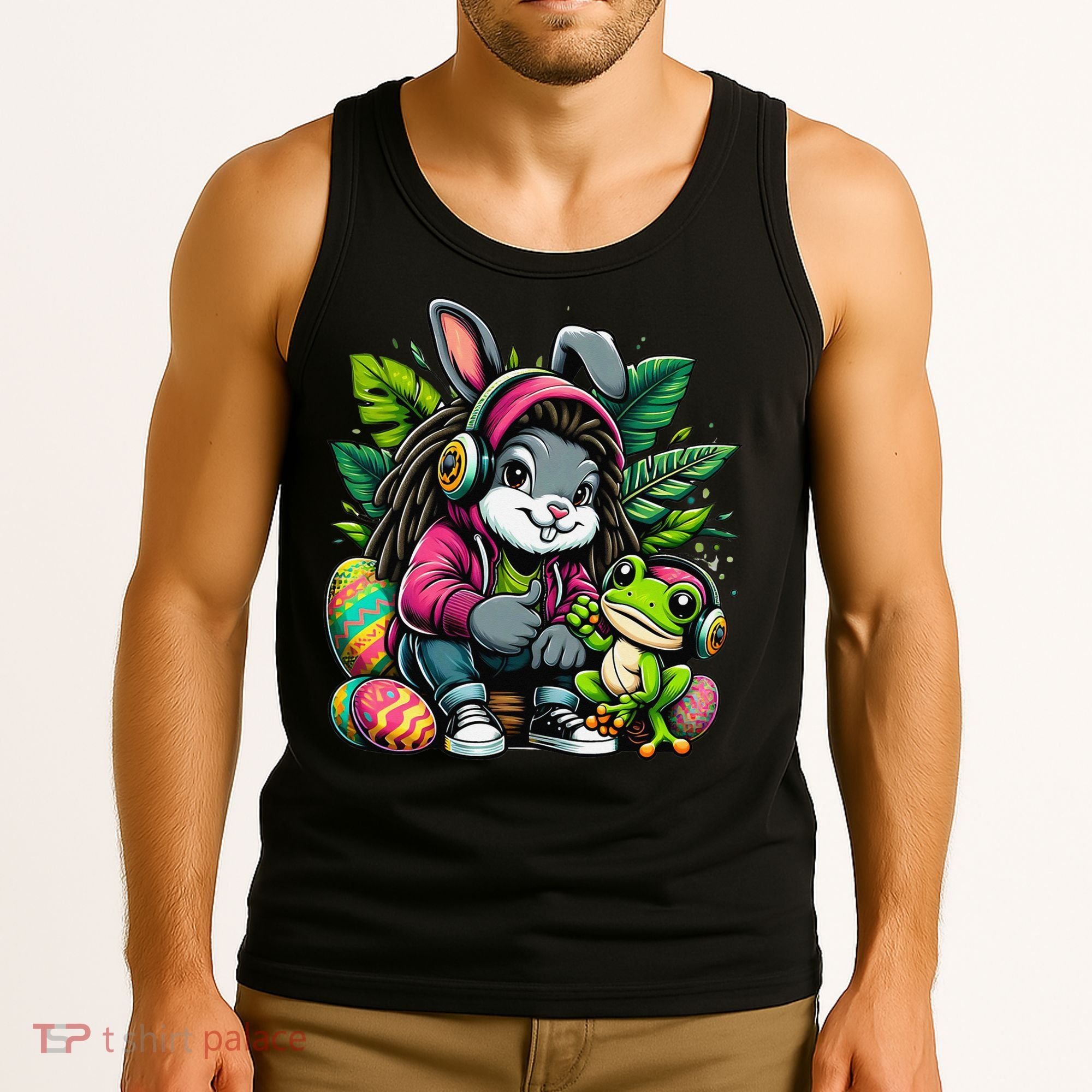 Stoned Easter Bunny With Joint 420 Marijuana Easter 420 Tank Top