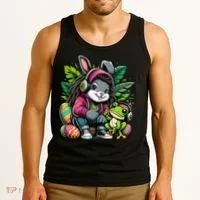 Stoned Easter Bunny With Joint 420 Marijuana Easter 420 Tank Top thumb 3
