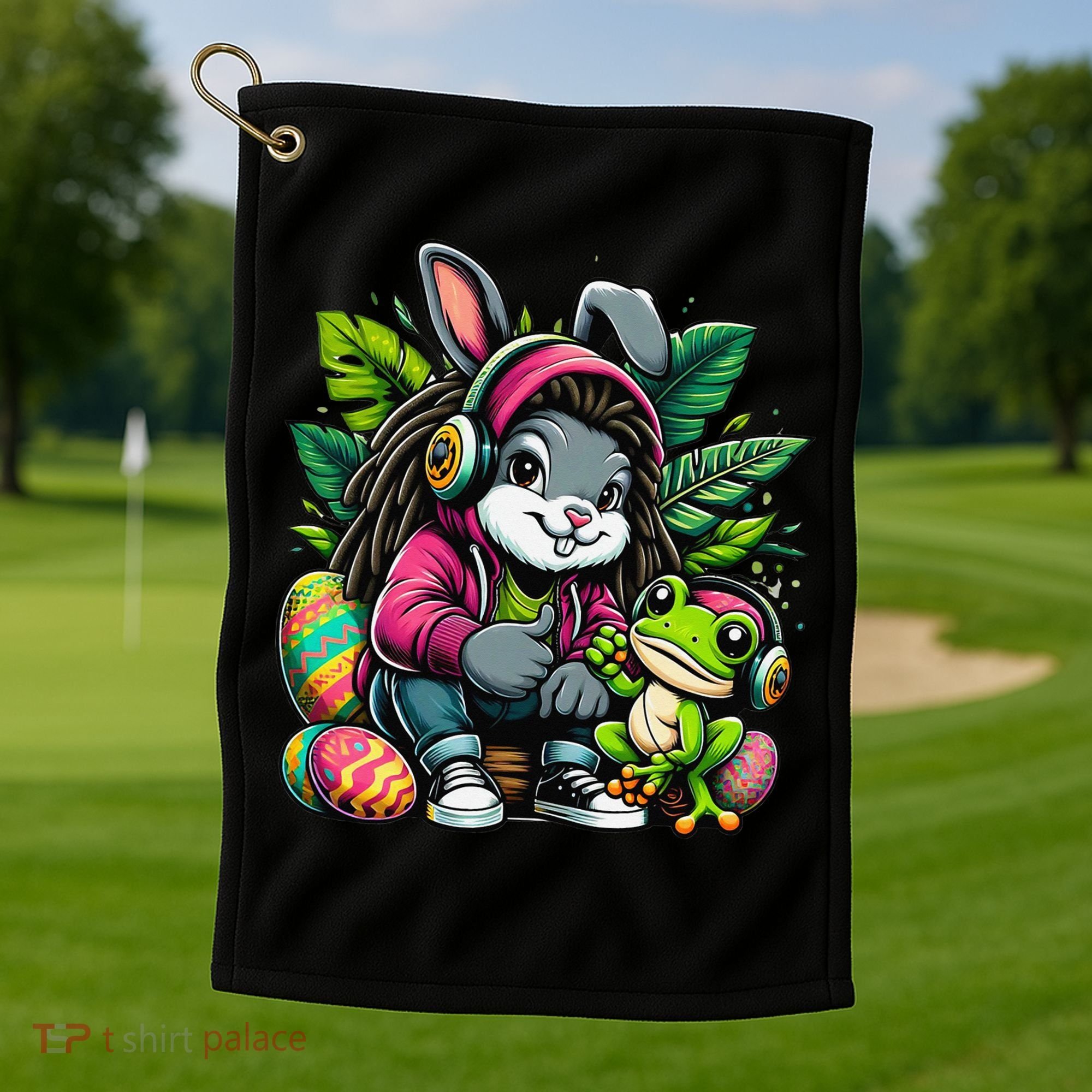 Stoned Easter Bunny With Joint 420 Marijuana Easter 420 Golf Towel