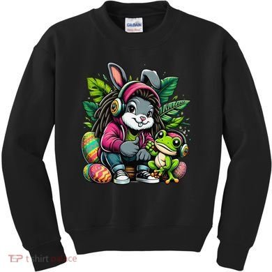 Stoned Easter Bunny With Joint 420 Marijuana Easter 420 Kids Sweatshirt