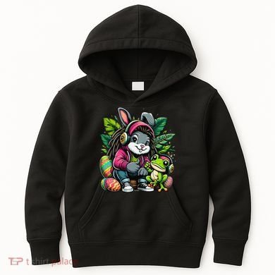Stoned Easter Bunny With Joint 420 Marijuana Easter 420 Kids Hoodie