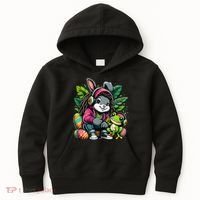 Stoned Easter Bunny With Joint 420 Marijuana Easter 420 Kids Hoodie thumb 0