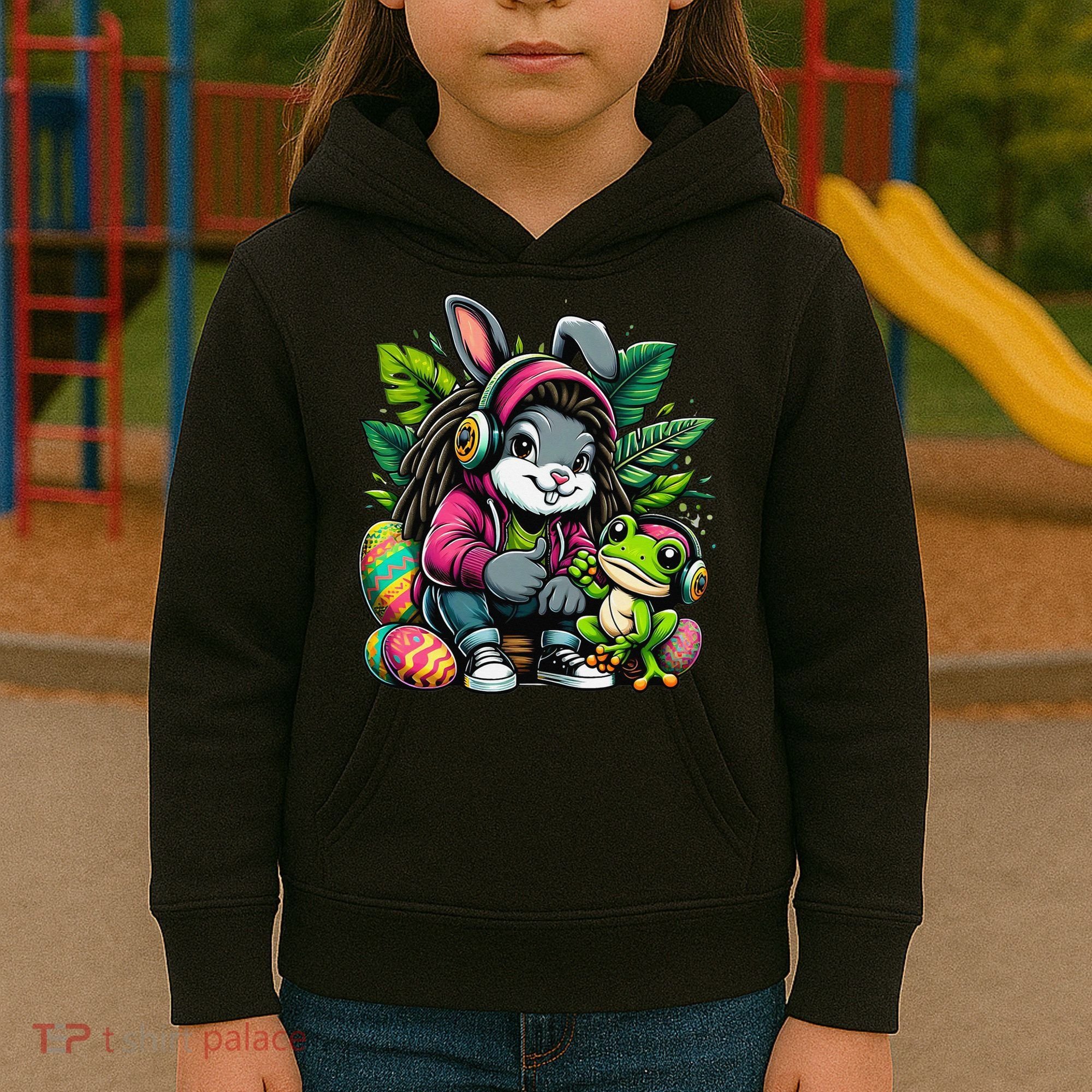Stoned Easter Bunny With Joint 420 Marijuana Easter 420 Kids Hoodie