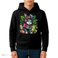 Stoned Easter Bunny With Joint 420 Marijuana Easter 420 Kids Hoodie thumb 4