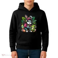 Stoned Easter Bunny With Joint 420 Marijuana Easter 420 Kids Hoodie thumb 4