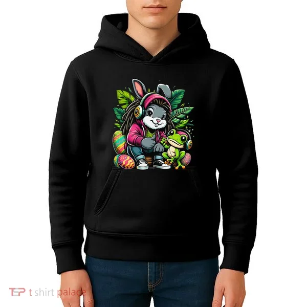 Stoned Easter Bunny With Joint 420 Marijuana Easter 420 Kids Hoodie
