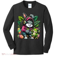 Stoned Easter Bunny With Joint 420 Marijuana Easter 420 Kids Long Sleeve Shirt thumb 0