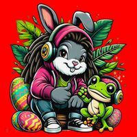 Stoned Easter Bunny With Joint 420 Marijuana Easter 420 Santa Hat thumb 1