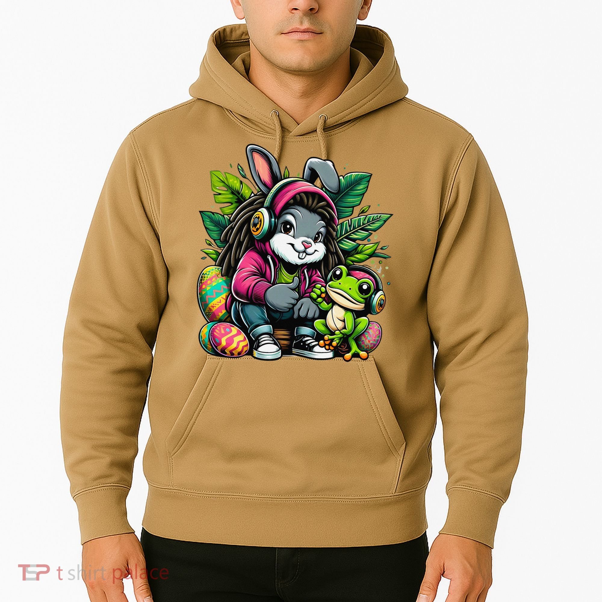 Stoned Easter Bunny With Joint 420 Marijuana Easter 420 Hoodie