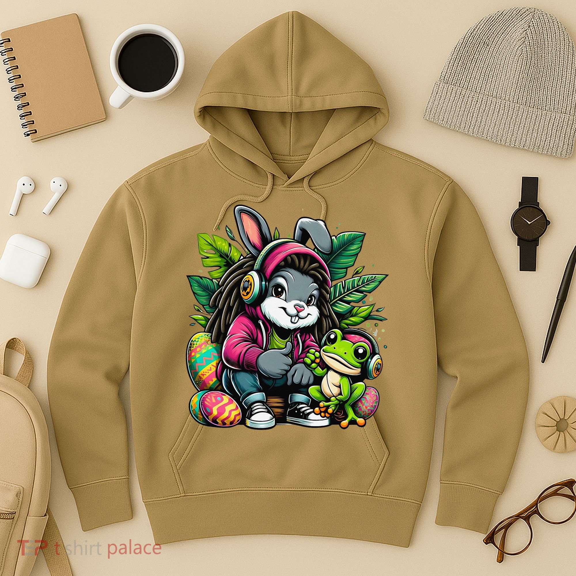 Stoned Easter Bunny With Joint 420 Marijuana Easter 420 Hoodie