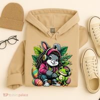 Stoned Easter Bunny With Joint 420 Marijuana Easter 420 Hoodie thumb 4