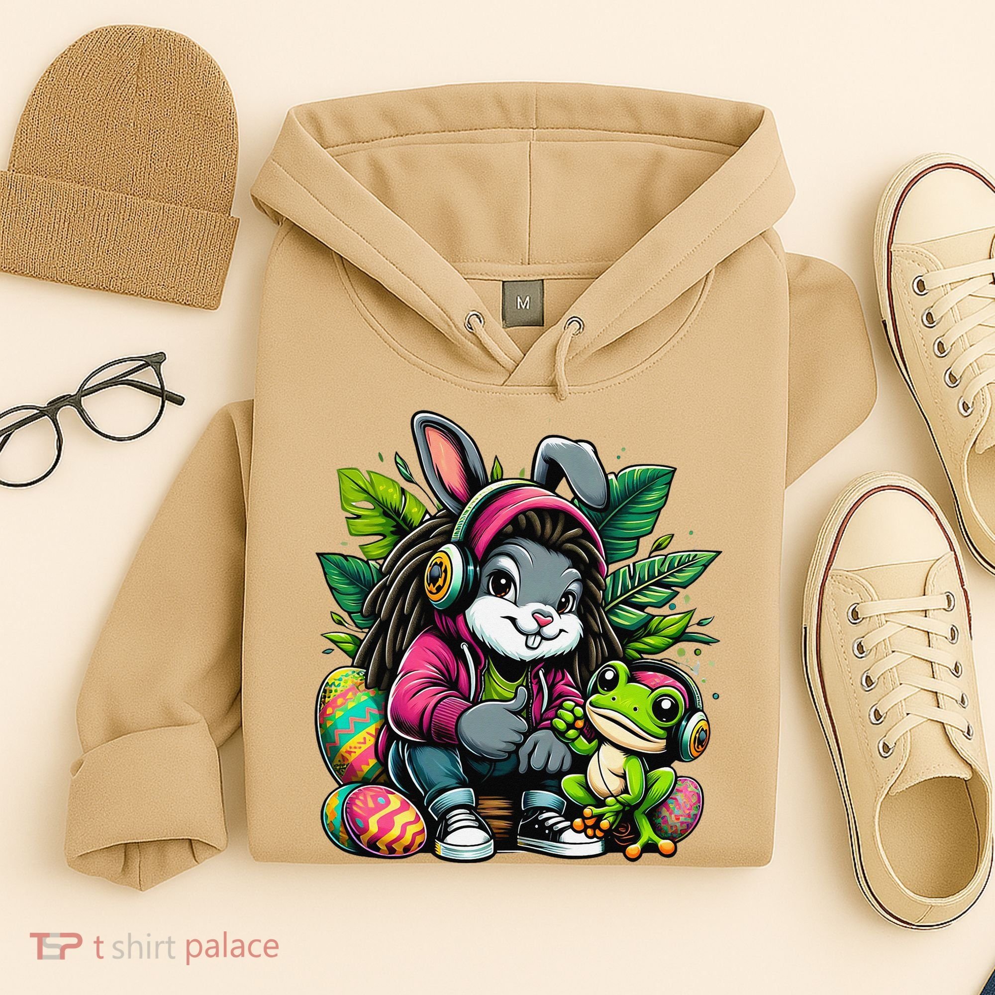Stoned Easter Bunny With Joint 420 Marijuana Easter 420 Hoodie