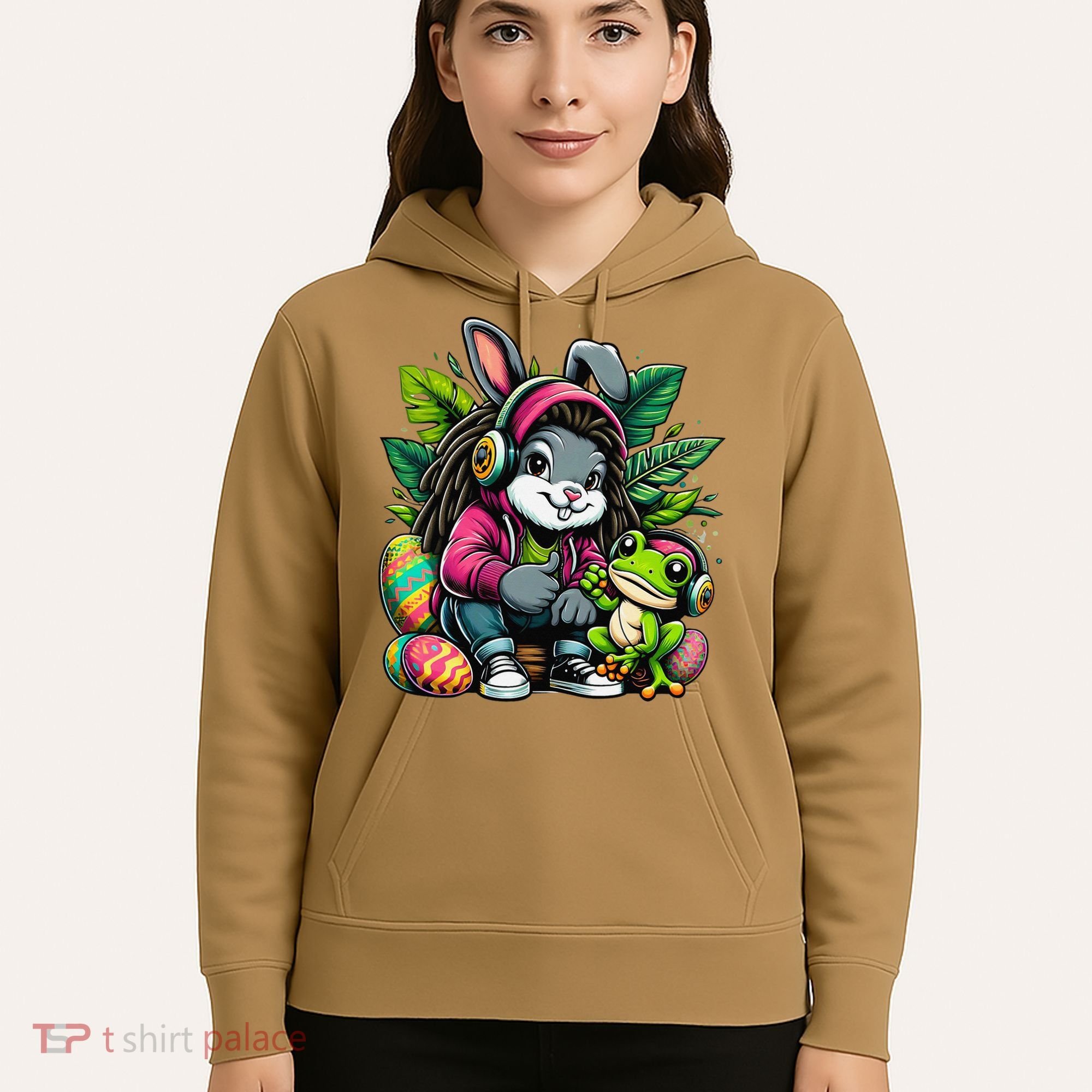 Stoned Easter Bunny With Joint 420 Marijuana Easter 420 Hoodie