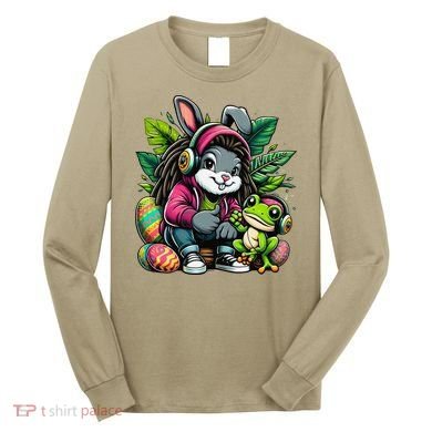 Stoned Easter Bunny With Joint 420 Marijuana Easter 420 Long Sleeve Shirt