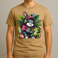 Stoned Easter Bunny With Joint 420 Marijuana Easter 420 T-Shirt thumb 3