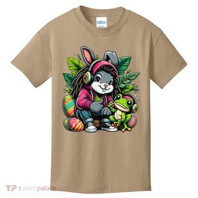 Stoned Easter Bunny With Joint 420 Marijuana Easter 420 Kids T-Shirt