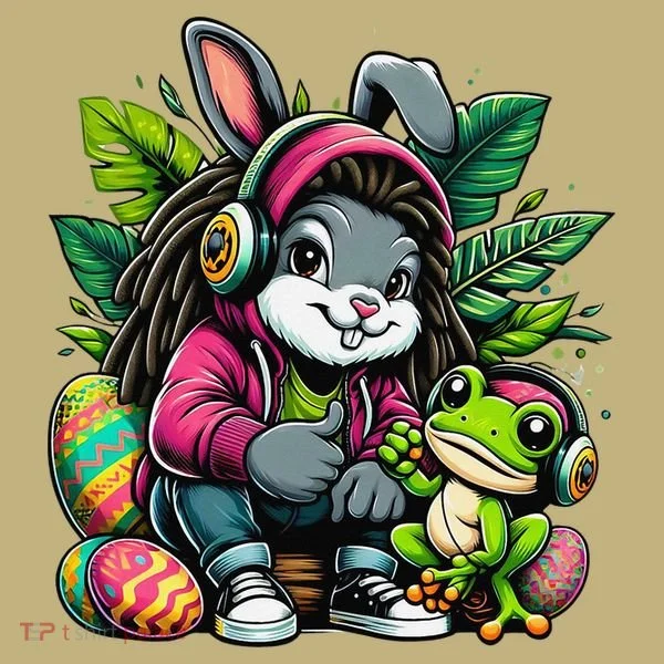 Stoned Easter Bunny With Joint 420 Marijuana Easter 420 Kids T-Shirt