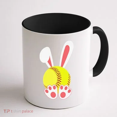 Softball Easter Bunny For Funny Coffee Mug back