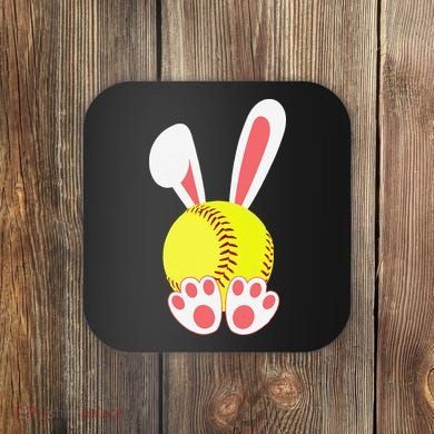 Softball Easter Bunny For Funny Coaster