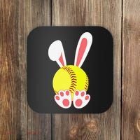 Softball Easter Bunny For Funny Coaster thumb 0