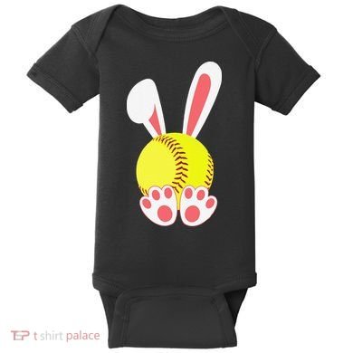 Softball Easter Bunny For Funny Baby Bodysuit