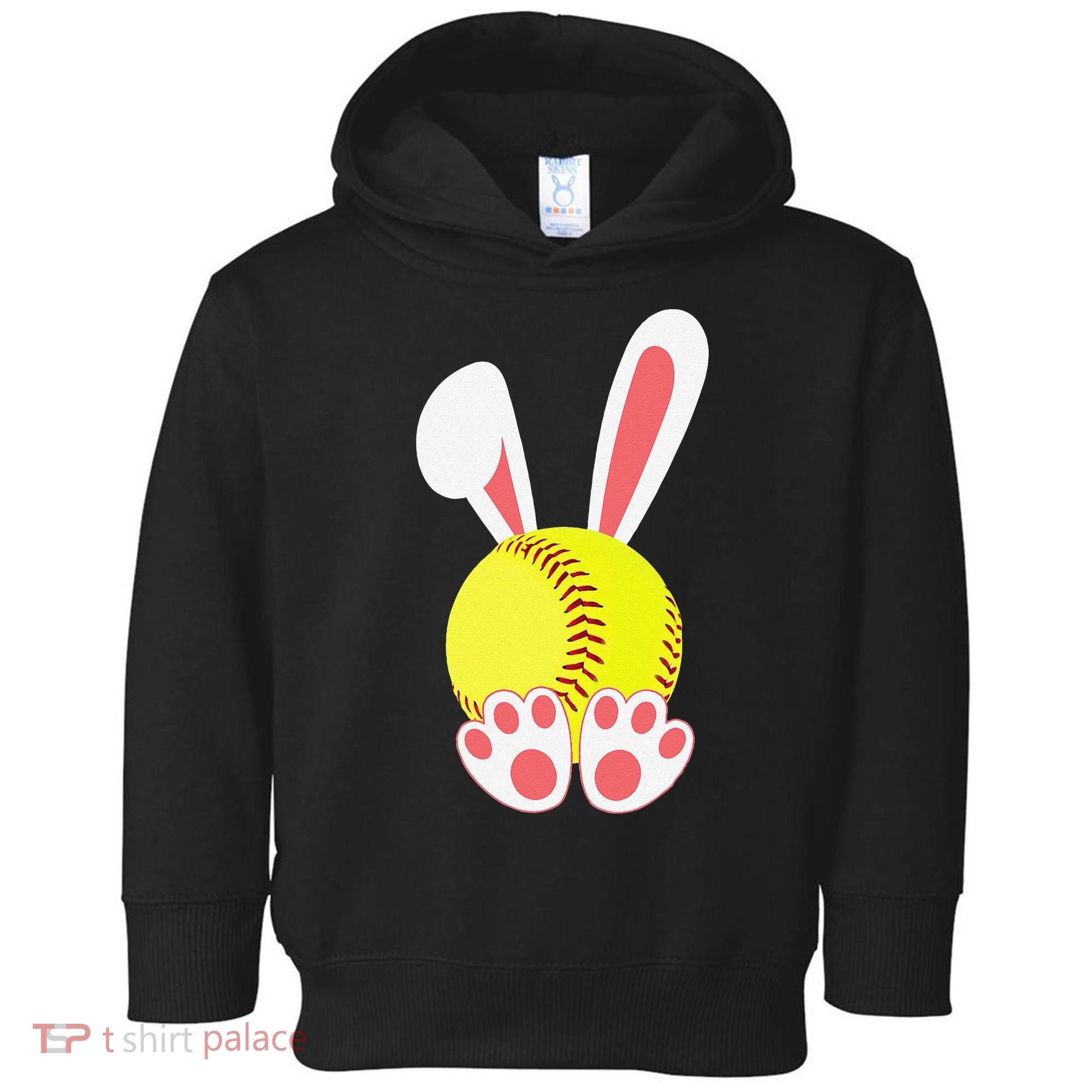Softball Easter Bunny For Funny Toddler Hoodie