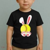 Softball Easter Bunny For Funny Toddler T-Shirt thumb 2