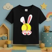 Softball Easter Bunny For Funny Toddler T-Shirt thumb 3