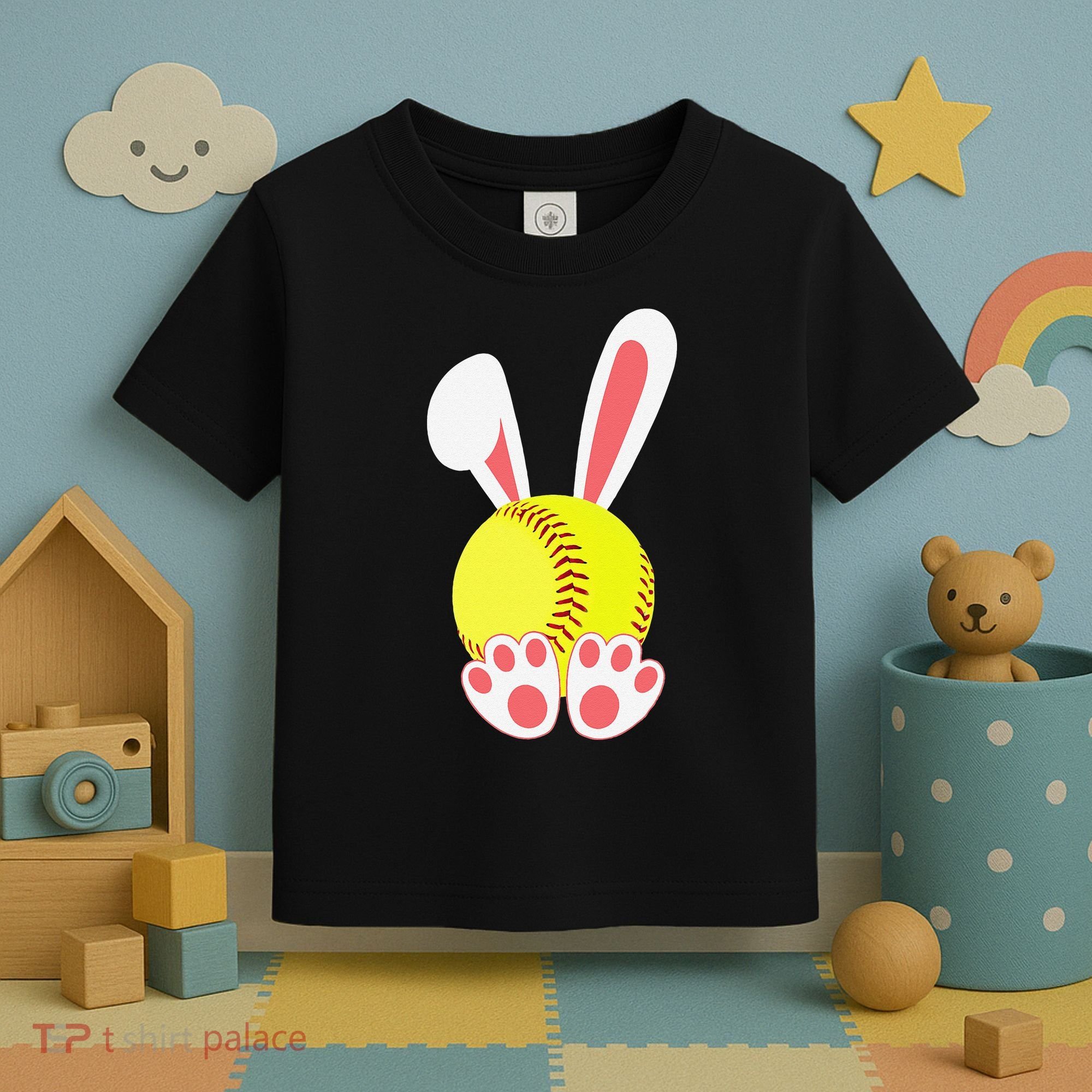 Softball Easter Bunny For Funny Toddler T-Shirt