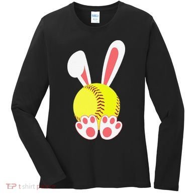 Softball Easter Bunny For Funny Women's Long Sleeve Shirt
