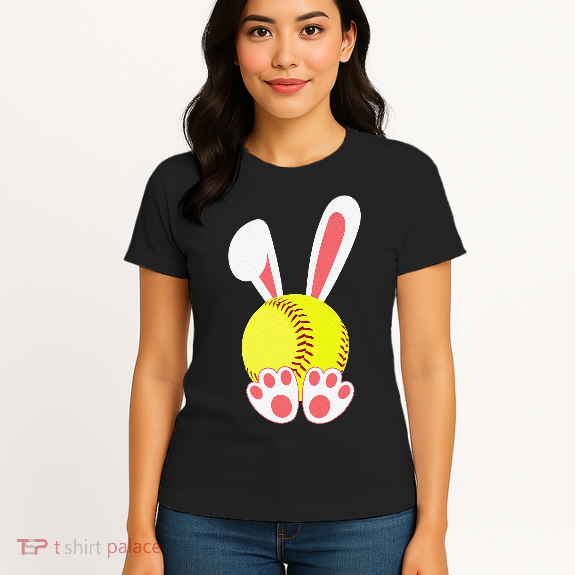 Softball Easter Bunny For Funny Women's T-Shirt