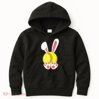 Softball Easter Bunny For Funny Kids Hoodie thumb 0