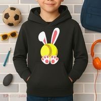 Softball Easter Bunny For Funny Kids Hoodie thumb 2