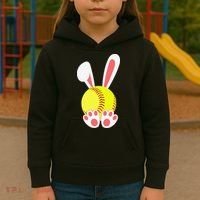 Softball Easter Bunny For Funny Kids Hoodie thumb 3