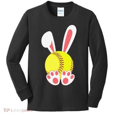 Softball Easter Bunny For Funny Kids Long Sleeve Shirt