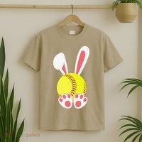 Softball Easter Bunny For Funny T-Shirt thumb 2