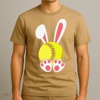 Softball Easter Bunny For Funny T-Shirt thumb 3