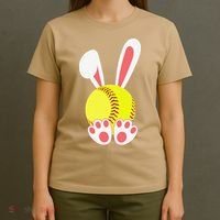 Softball Easter Bunny For Funny T-Shirt thumb 4