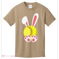 Softball Easter Bunny For Funny Kids T-Shirt thumb 0