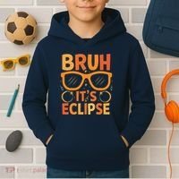 Solar Eclipse Bruh Its Eclipse Kids Hoodie thumb 2