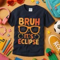Solar Eclipse Bruh Its Eclipse Kids T-Shirt thumb 3