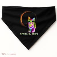 Solar Eclipse Cat Wearing Solar Eclipse Glasses USA-Made Doggie Bandana thumb 0