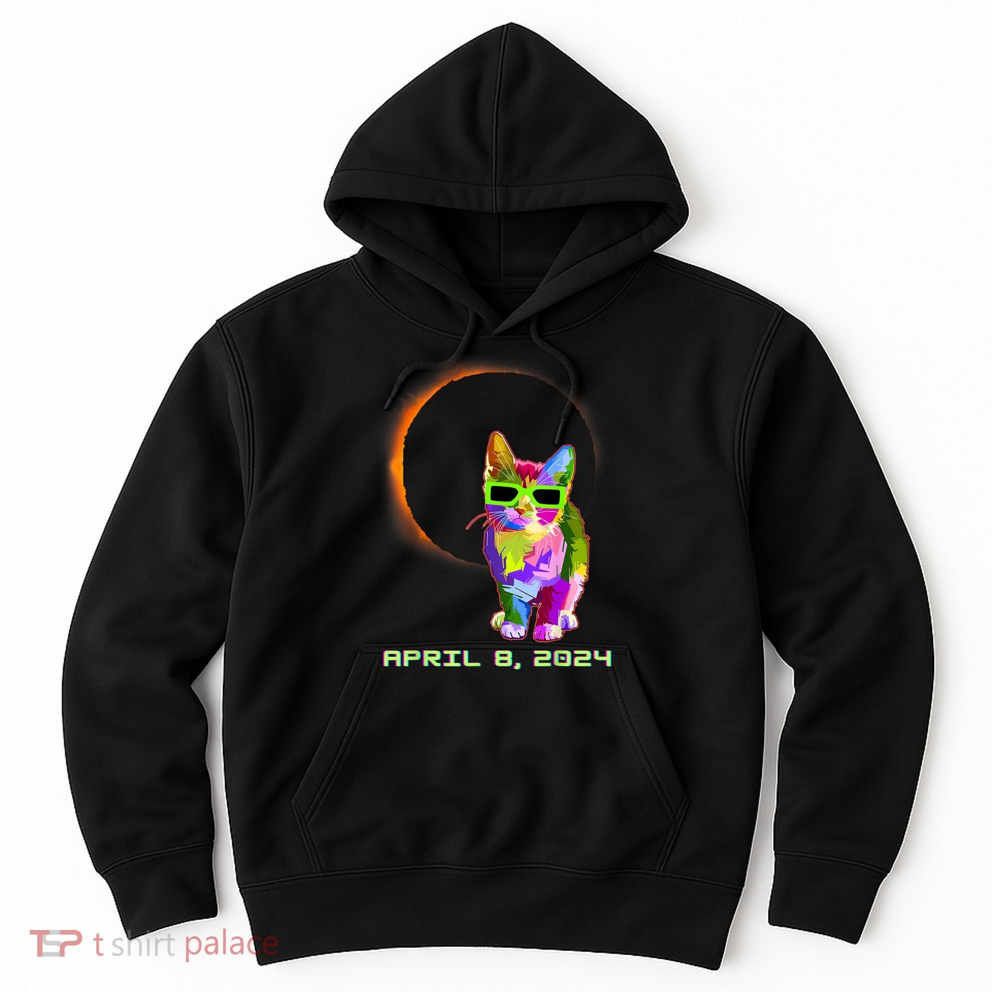 Solar Eclipse Cat Wearing Solar Eclipse Glasses Hoodie