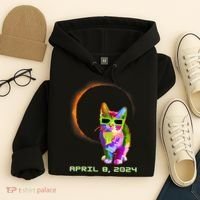 Solar Eclipse Cat Wearing Solar Eclipse Glasses Hoodie thumb 4